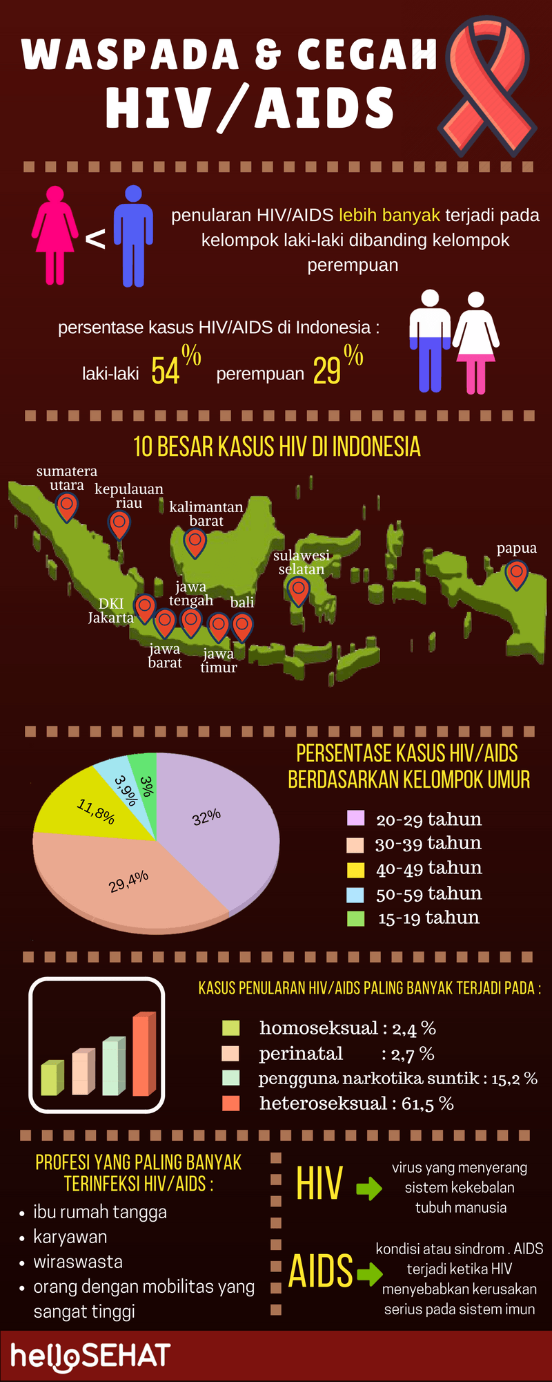 hallo gesundes HIV hilft Infografik in Indonesien